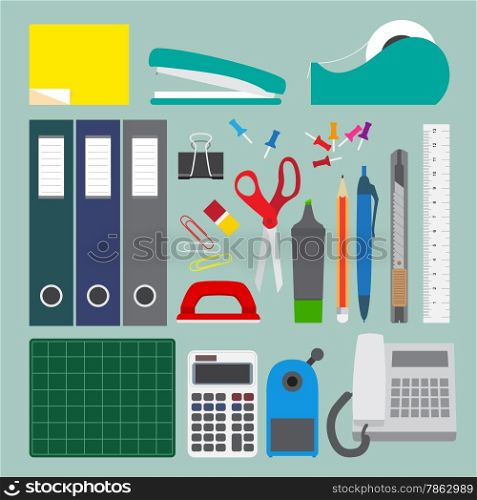 Office stationery set with simple style, illustration vector design.