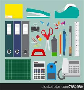 Office stationery set with simple style, illustration vector design.