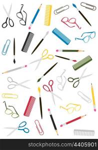 Office subjects2. Set of office subjects of different colour. A vector illustration