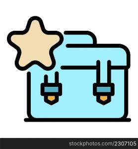 Office suitcase icon. Outline office suitcase vector icon color flat isolated. Office suitcase icon color outline vector