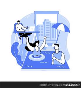 Office swimming pool isolated cartoon vector illustrations. Group of diverse people swimming in smart office pool together, modern workplace, colleagues fun, active lifestyle vector cartoon.. Office swimming pool isolated cartoon vector illustrations.