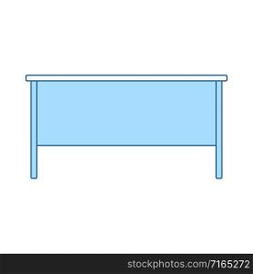 Office Table Icon. Thin Line With Blue Fill Design. Vector Illustration.
