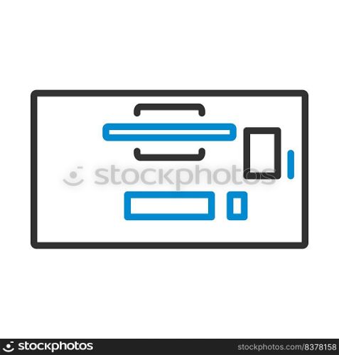 Office Table Top View Icon. Editable Bold Outline With Color Fill Design. Vector Illustration.