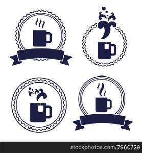office tea coffee cup label set vector illustration