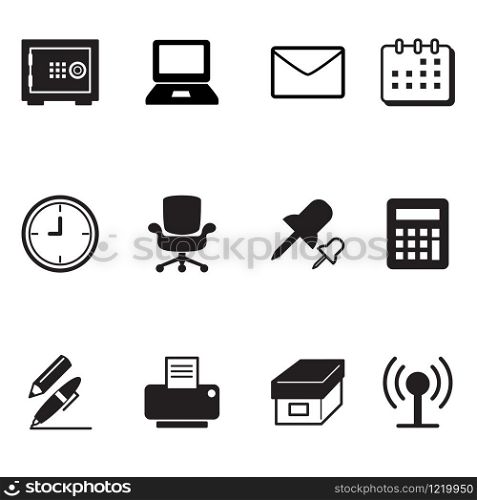 office tools and stationery icons set