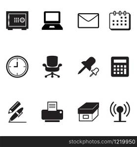 office tools and stationery icons set