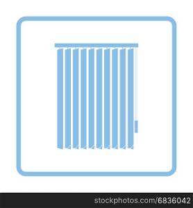 Office vertical blinds icon. Blue frame design. Vector illustration.
