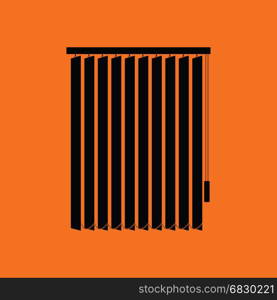 Office vertical blinds icon. Orange background with black. Vector illustration.