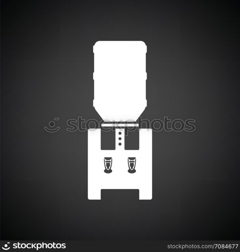 Office water cooler icon. Black background with white. Vector illustration.