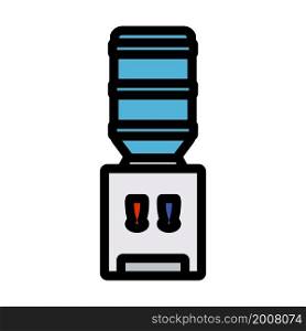 Office Water Cooler Icon. Editable Bold Outline With Color Fill Design. Vector Illustration.