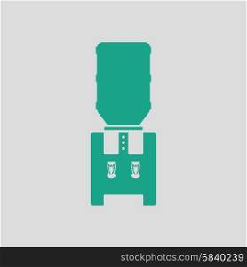 Office water cooler icon. Gray background with green. Vector illustration.