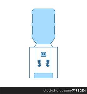 Office Water Cooler Icon. Thin Line With Blue Fill Design. Vector Illustration.