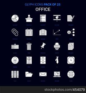 Office White icon over Blue background. 25 Icon Pack