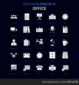Office White icon over Blue background. 25 Icon Pack