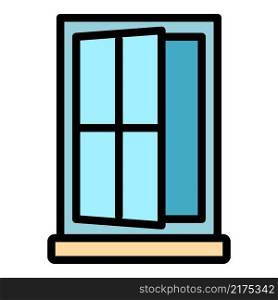 Office window icon. Outline office window vector icon color flat isolated. Office window icon color outline vector