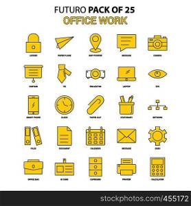 Office work Icon Set. Yellow Futuro Latest Design icon Pack