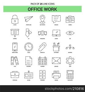 Office work Line Icon Set - 25 Dashed Outline Style