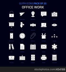Office work White icon over Blue background. 25 Icon Pack