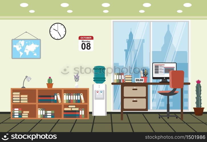 Office Work Workplace Workspace Table Desk Interior Room