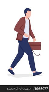 Office worker hurriedly walks away semi flat color vector character. Full body person on white. Chronic lateness isolated modern cartoon style illustration for graphic design and animation. Office worker hurriedly walks away semi flat color vector character