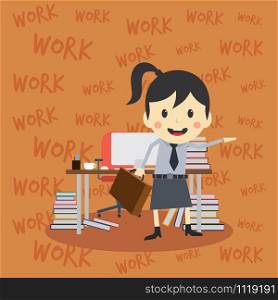office worker on the job full task employee cartoon vector. office worker on the job full task employee cartoon