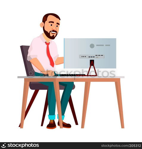 Office Worker Vector. Face Emotions, Various Gestures. Creation Set. Corporate Businessman Male. Successful Officer, Clerk, Servant. Isolated Cartoon Illustration 