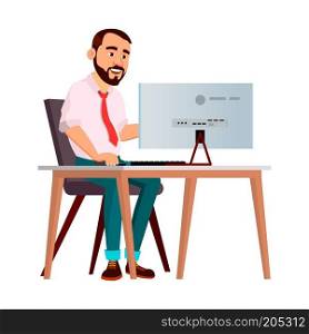 Office Worker Vector. Face Emotions, Various Gestures. Creation Set. Corporate Businessman Male. Successful Officer, Clerk, Servant. Isolated Cartoon Illustration 