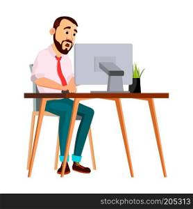 Office Worker Vector. Face Emotions, Various Gestures. Creation Set. Corporate Businessman Male. Successful Officer, Clerk, Servant. Isolated Cartoon Illustration
