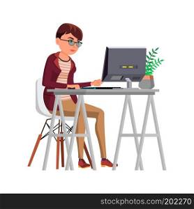 Office Worker Vector. Woman. Happy Clerk, Servant, Employee. Business Woman Person. Lady Face Emotions, Various Gestures. Flat Character Illustration
