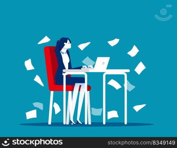 Office worker with documents are scattered. Business vector illustration