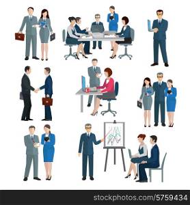 Office worker workgroup workflow businessmen and businesswomen icons set isolated vector illustration. Office Worker Set