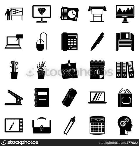 Office workers icons set. Simple set of 25 office workers vector icons for web isolated on white background. Office workers icons set, simple style