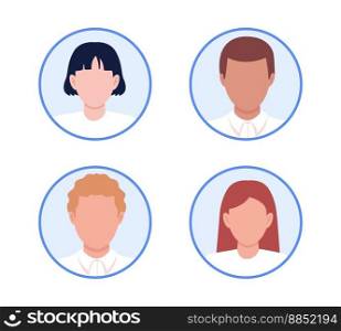 Office workers semi flat color vector character avatars set. Job seekers. Editable circle icons with people faces on white. Simple cartoon style illustration pack for web graphic design and animation. Office workers semi flat color vector character avatars set