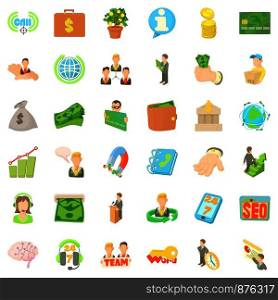 Office working icons set. Cartoon style of 36 office working vector icons for web isolated on white background. Office working icons set, cartoon style