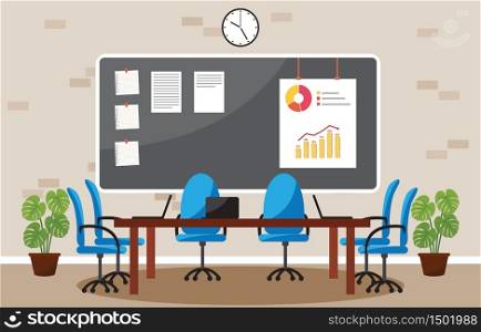Office Workplace Conference Meeting Room Business Concept Flat