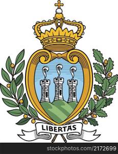 Official coat of arms vector illustration of the Republic of SAN MARINO