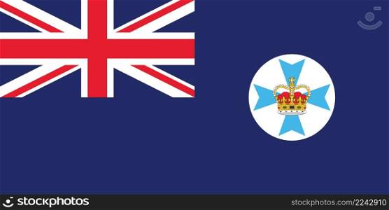 Official current vector flag of the Australian state of QUEENSLAND, AUSTRALIA
