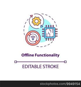 Offline functionality concept icon. SaaS argument idea thin line illustration. Without dependency on network and Internet connection. Vector isolated outline RGB color drawing. Editable stroke. Offline functionality concept icon