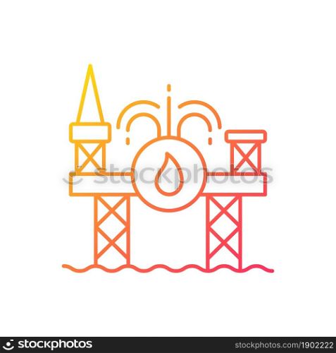 Offshore drilling gradient linear vector icon. Deep-water energy project. Singaporean shipyard. Energy industry. Thin line color symbol. Modern style pictogram. Vector isolated outline drawing. Offshore drilling gradient linear vector icon