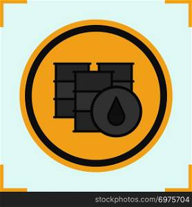 Oil barrels color icon. Isolated vector illustration. Oil barrels color icon