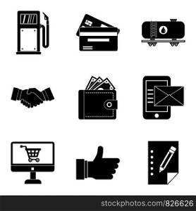 Oil business icons set. Simple set of 9 oil business vector icons for web isolated on white background. Oil business icons set, simple style