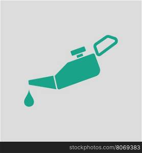 Oil canister icon. Gray background with green. Vector illustration.