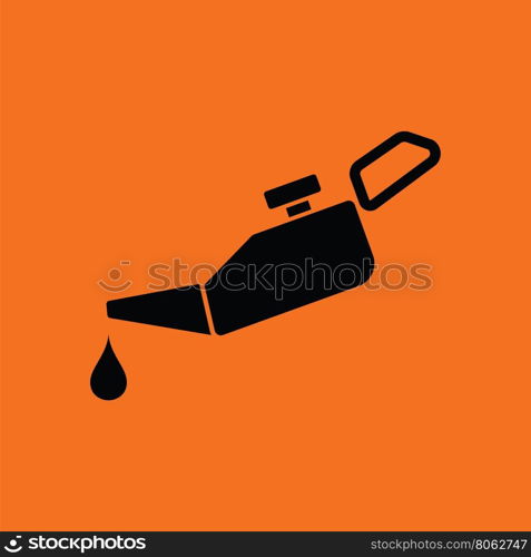 Oil canister icon. Orange background with black. Vector illustration.