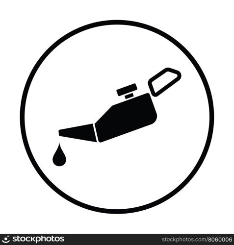Oil canister icon. Thin circle design. Vector illustration.
