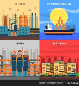 Oil Concept Icons Set . Oil concept icons set with refinery transportation and storage symbols flat isolated vector illustration