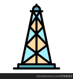 Oil derrick icon. Outline oil derrick vector icon color flat isolated. Oil derrick icon color outline vector