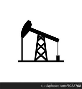 Oil Derrick, Mining Pump Tower. Flat Vector Icon illustration. Simple black symbol on white background. Oil Derrick, Mining Pump Tower sign design template for web and mobile UI element. Oil Derrick, Mining Pump Tower Flat Vector Icon