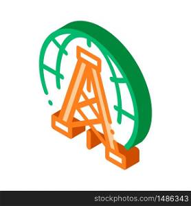 Oil-Derrick Planet Problem vector isometric sign. color isolated symbol illustration. Oil-Derrick Planet Problem Vector Thin Line Icon