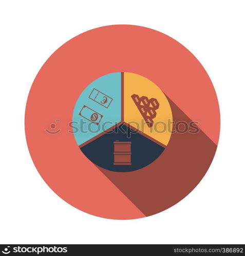 Oil, dollar and gold chart concept icon. Flat color design. Vector illustration.