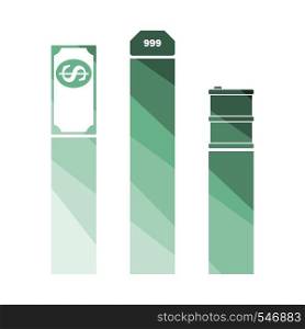 Oil, Dollar And Gold Chart Concept Icon. Flat Color Ladder Design. Vector Illustration.